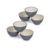 Ceramic Japandi Veg Bowls Set Of 6 For Dinner - 220ml Each, Grey White | Katori Set Of 6 - Premium Stoneware | Ceramic Bowls Set Of 6 - Dessert Bowl Set With Glossy Finish | Ice Cream Bowls